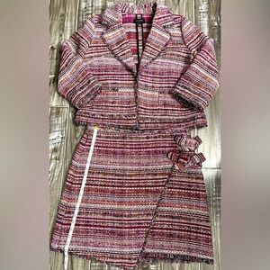 Halogen Multicolor Tweed Blazer and Mini Skirt Set